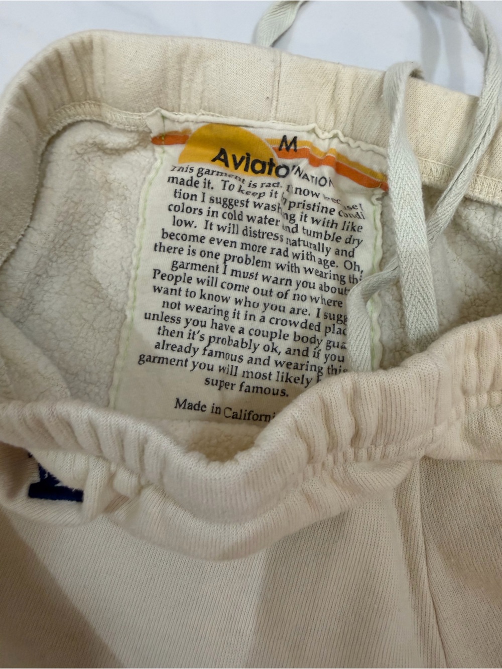 Aviator Nation Cream Rainbow Stripe Crop Sweatshirt & Joggers - Picture 6 of 6